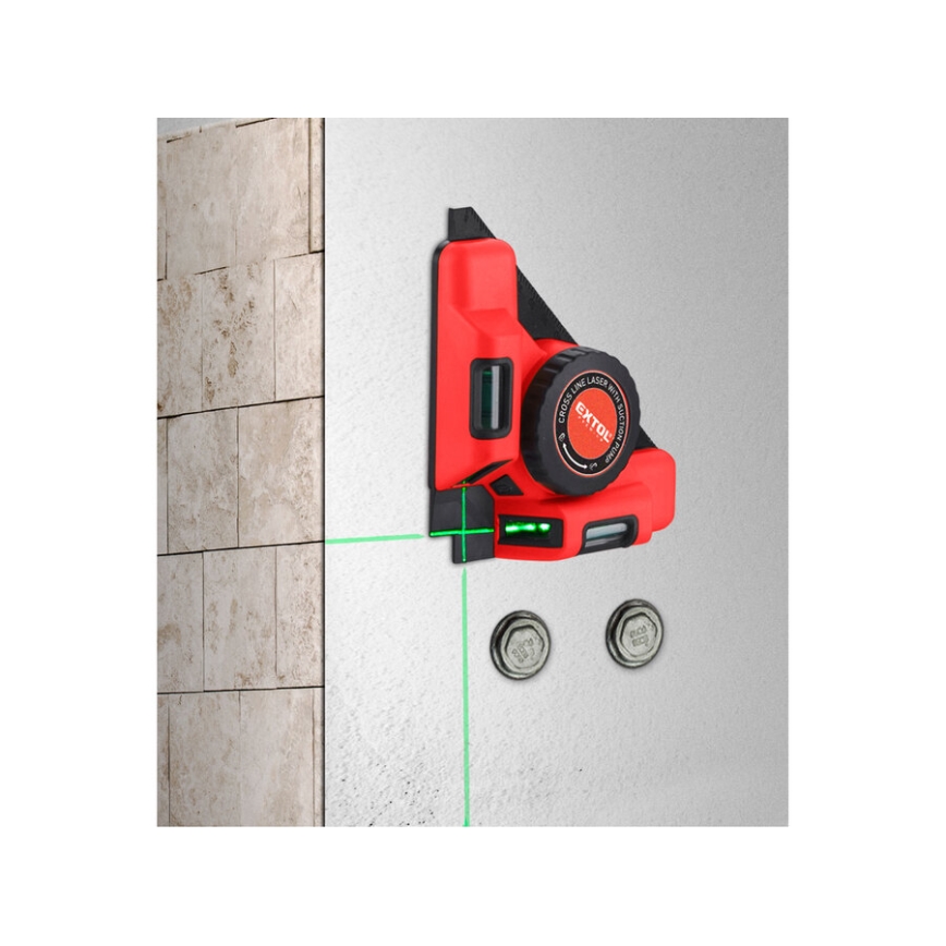 Extol Premium - Echer laser 90° cu modul de ventuză electrică 5V/1000 mAh