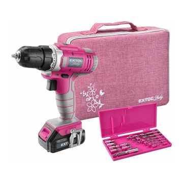 Extol - Șurubelniță cu acumulator 1300 mAh 12V roz