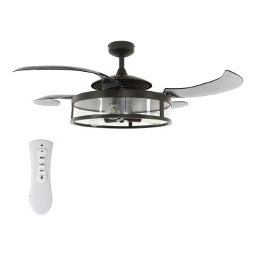 FANAWAY 212927 - Ventilator de tavan LED CLASSIC 3xE27/4W/230V negru Ø 112 cm + telecomandă