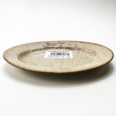 Farfurie ceramică ovală cu motiv de frunze