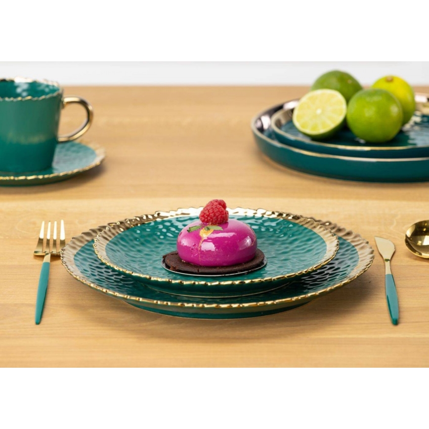 Farfurie de masă KATI 25 cm verde/auriu