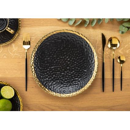 Farfurie de masă KATI 25 cm negru/auriu