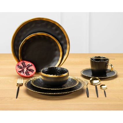 Farfurie de masă KATI 25 cm negru/auriu