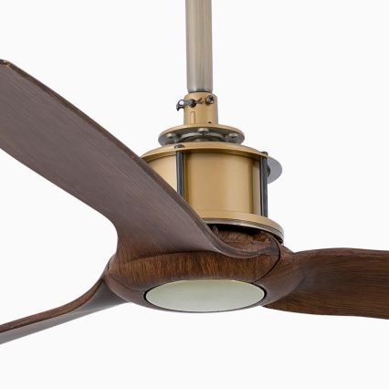 FARO 33398WT - Ventilator de tavan JUST FAN M, Ø 128 cm, maro/alamă, Wi‑Fi Tuya + telecomandă