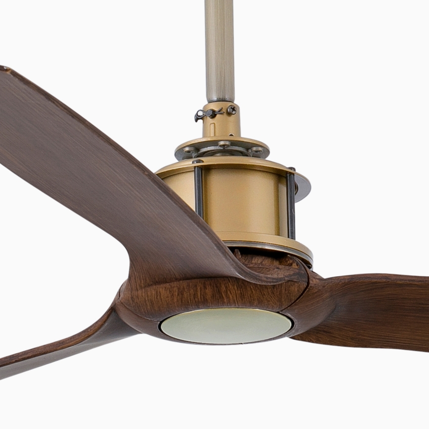 FARO 33398WT - Ventilator de tavan JUST FAN M, Ø 128 cm, maro/alamă, Wi‑Fi Tuya + telecomandă