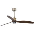 FARO 33398WT1N - Ventilator de tavan cu LED dimabil JUST FAN M LED/16W/230V, diam. 128 cm, maro/alamă, Wi-Fi Tuya + telecomandă