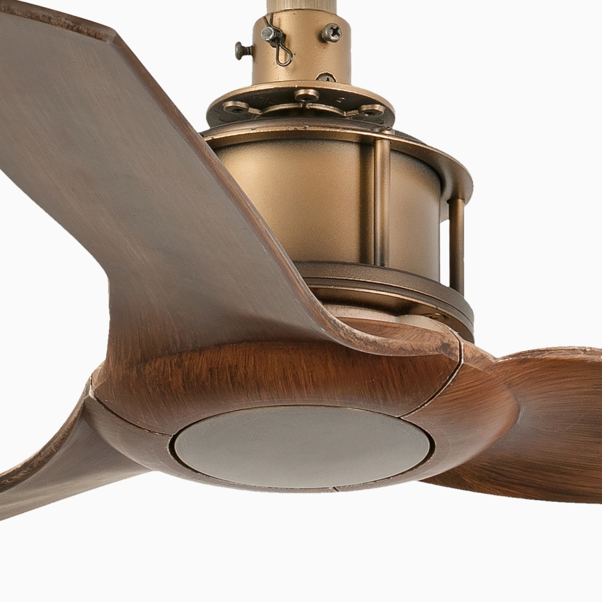 FARO 33428WT - Ventilator de tavan JUST FAN S, Ø 81 cm, maro/alamă, Wi‑Fi Tuya + telecomandă