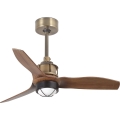 FARO 33428WT1N - Ventilator de tavan JUST FAN S cu LED și lumină reglabilă, 16W, 230V, Ø 81 cm, maro/alamă, Wi-Fi Tuya + telecomandă