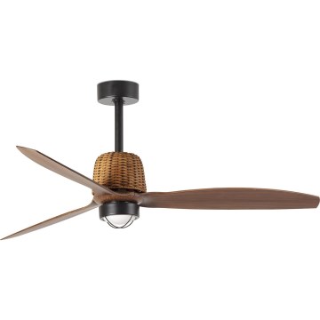 FARO 334351N - Ventilator de tavan LED dimabil WEAVER M LED/16W/230V Ø 128 cm maro/negru + telecomandă
