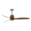 FARO 33436WT1N - Ventilator de tavan LED dimabil WEAVER M, LED/16W/230V, Ø 128 cm, maro/alamă, Wi-Fi Tuya + telecomandă