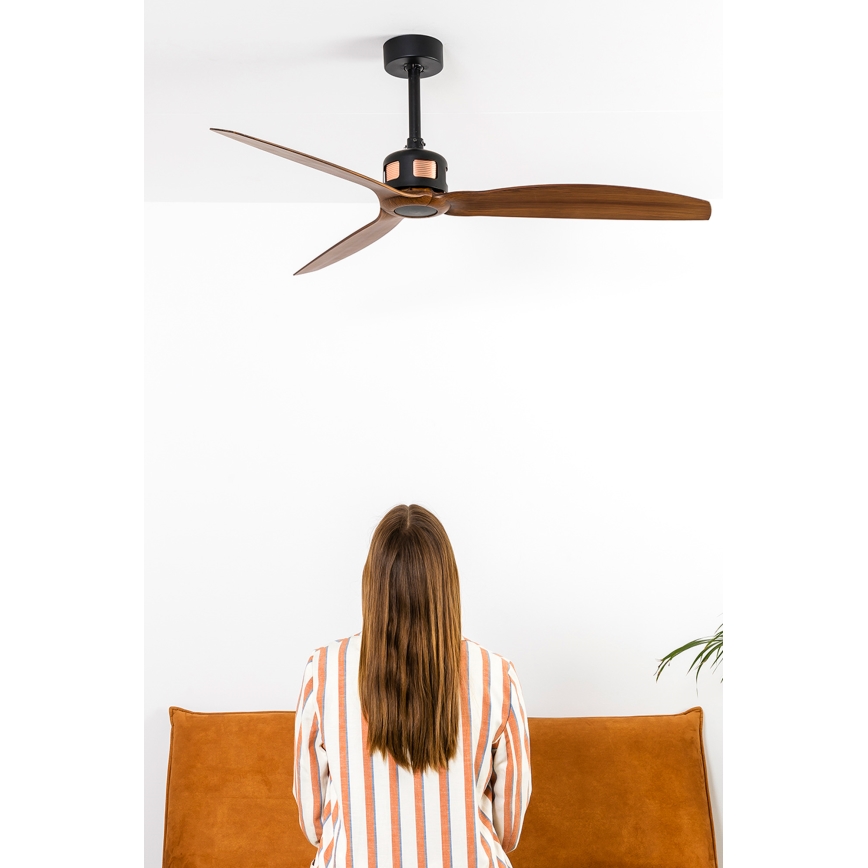 FARO 33451WT - Ventilator de tavan COPPER FAN M, Ø 128 cm, maro/negru, Wi-Fi Tuya + telecomandă