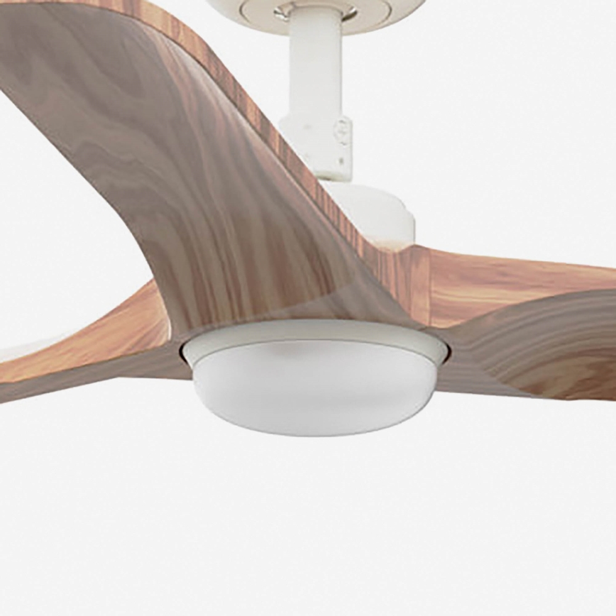FARO 33805-1TW - Ventilator de tavan dimabil HEYWOOD S cu LED, 10W, 230V, 2700/3000/4000K, finisaj lemn/alb, Ø 90 cm + telecomandă