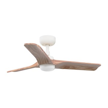 FARO 33805-1TW - Ventilator de tavan dimabil HEYWOOD S cu LED, 10W, 230V, 2700/3000/4000K, finisaj lemn/alb, Ø 90 cm + telecomandă