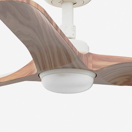FARO 33805WT-1TW - Ventilator de tavan LED HEYWOOD, dimabil, cu LED 10W, 230V, 2700/3000/4000K, finisaj lemn/alb, diametru 90 cm, Wi‑Fi Tuya și telecomandă