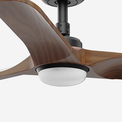 FARO 33806-1TW - Ventilator de tavan dimmabil HEYWOOD, LED 10W/230V, 2700/3000/4000K, finisaj lemn/negru, Ø 90 cm + telecomandă