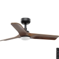 FARO 33806-1TW - Ventilator de tavan dimmabil HEYWOOD, LED 10W/230V, 2700/3000/4000K, finisaj lemn/negru, Ø 90 cm + telecomandă