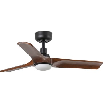 FARO 33806WT1S - Ventilator de tavan cu LED reglabil HEYWOOD S, LED 10W/230V, 2700/3000/4000K, Ø90 cm, lemn/negru, Wi‑Fi Tuya + telecomandă