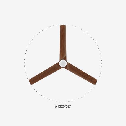 FARO 33809-1TW - Ventilator cu LED dimabil HEYWOOD, 10W, 230V, 2700/3000/4000K, diametru 132 cm + telecomandă