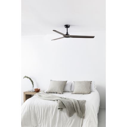 FARO 33809WT - Ventilator de tavan HEYWOOD L lemn/negru Ø 132 cm Wi-Fi Tuya + telecomandă