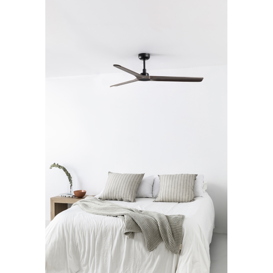 FARO 33809WT - Ventilator de tavan HEYWOOD L lemn/negru Ø 132 cm Wi-Fi Tuya + telecomandă