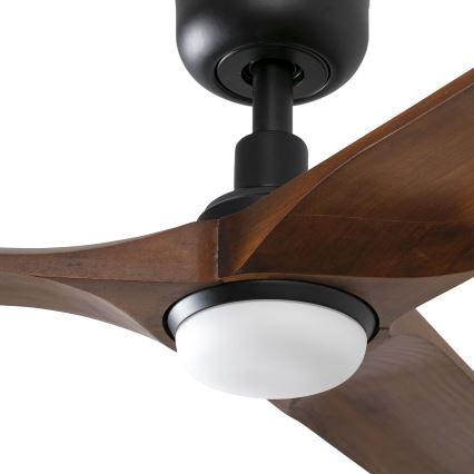 FARO 33809WT1S - Ventilator de tavan LED reglabil HEYWOOD L LED/10W/230V 2700/3000/4000K diam. 132 cm lemn/negru Wi‑Fi Tuya + telecomandă