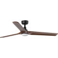 FARO 33809WT1S - Ventilator de tavan LED reglabil HEYWOOD L LED/10W/230V 2700/3000/4000K diam. 132 cm lemn/negru Wi‑Fi Tuya + telecomandă