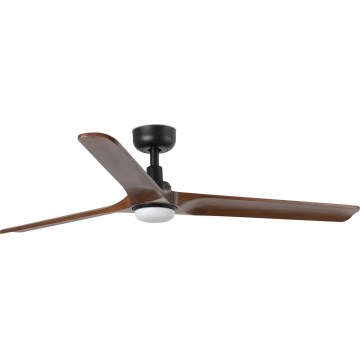 FARO 33809WT1S - Ventilator de tavan LED reglabil HEYWOOD L LED/10W/230V 2700/3000/4000K diam. 132 cm lemn/negru Wi‑Fi Tuya + telecomandă