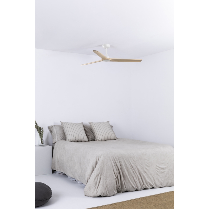 FARO 33810WT - Ventilator de tavan HEYWOOD L lemn/alb diametru 132 cm Wi-Fi Tuya + telecomandă