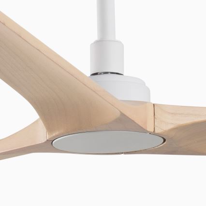 FARO 33810WT - Ventilator de tavan HEYWOOD L lemn/alb diametru 132 cm Wi-Fi Tuya + telecomandă