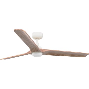 FARO 33810WT1S - Ventilator de tavan LED dimabil HEYWOOD L LED/10W/230V 2700/3000/4000K, Ø 132 cm, lemn/alb, Wi-Fi Tuya + telecomandă