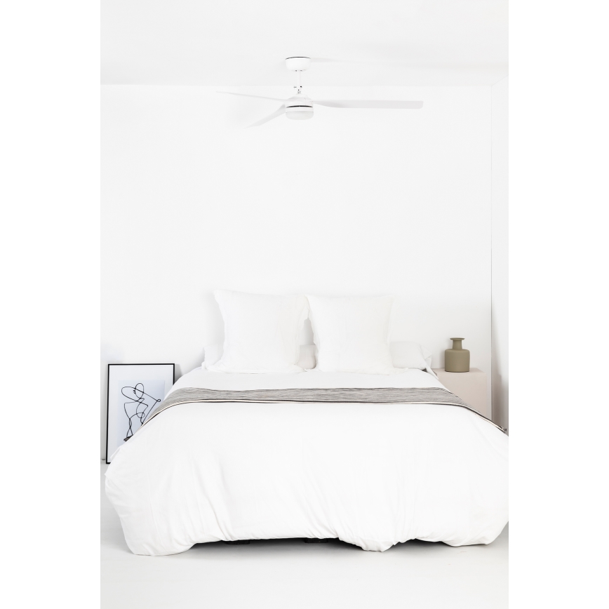FARO 33814WT1S - Ventilator de tavan PUNT M LED dimabil/18W/230V, 2700/3000/4000K, Ø132 cm, alb, Wi‑Fi Tuya + telecomandă