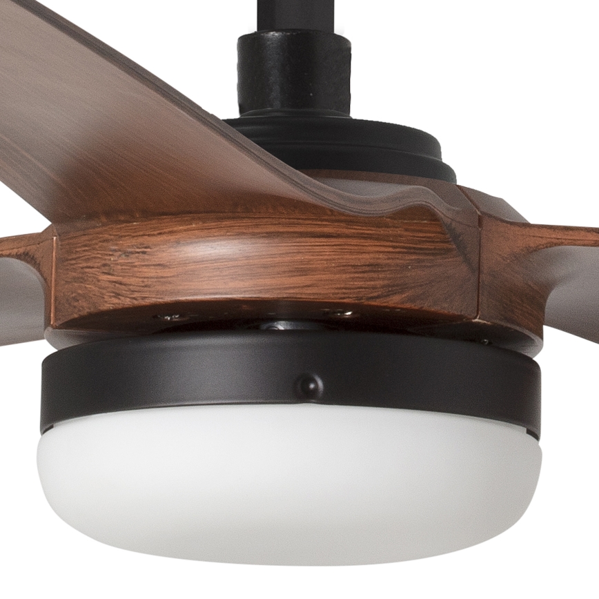FARO 33817WT-21 - Ventilator de tavan PUNT M cu lumină LED dimabilă, LED/18W/230V, maro/negru, Ø 132 cm, Wi-Fi Tuya + telecomandă
