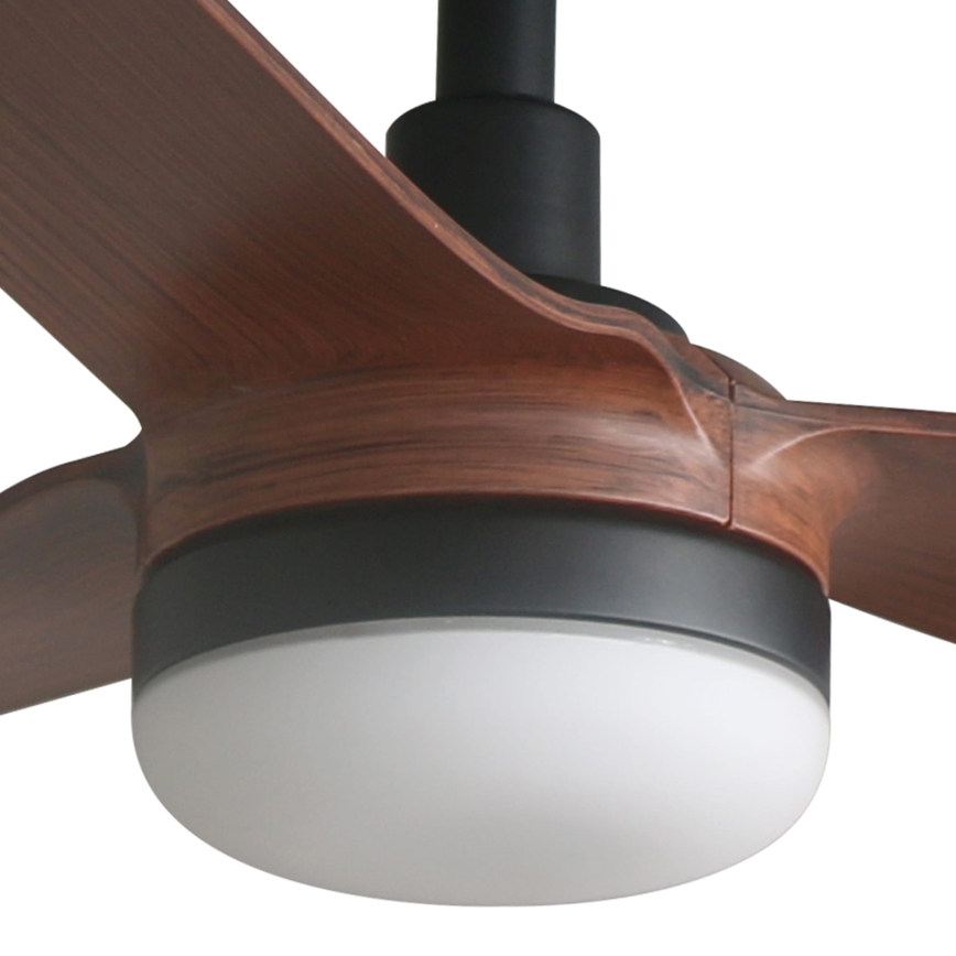FARO 33817WT1S - Ventilator de tavan LED reglabil PUNT M LED/18W/230V 2700/3000/4000K Ø 132 cm maro/negru Wi-Fi Tuya + telecomandă