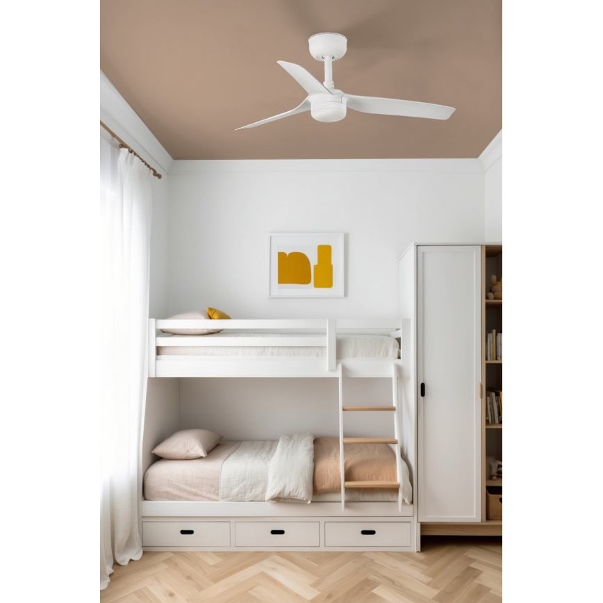 FARO 33820WT-1TW - Ventilator de tavan MINI PUNT S cu LED dimabil/10W/230V 2700/3000/4000K alb diam. 90 cm Wi-Fi Tuya + telecomandă