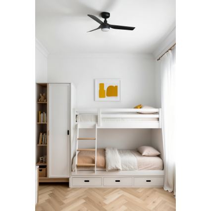 FARO MINI PUNT S LED 33822-1TW – Ventilator de tavan LED cu reglare a luminozității, 10W, 2700/3000/4000K, negru, Ø 90 cm + telecomandă