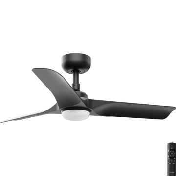FARO 33825-1TW – Ventilator de tavan HEY S cu LED și reglare a luminozității, 10W/230V, 2700/3000/4000K, negru, Ø90 cm + telecomandă