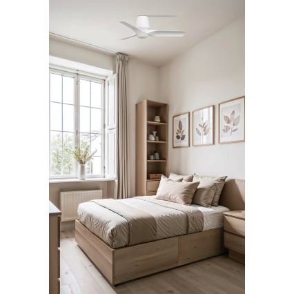 FARO HEY TUB S 33826WT-1TW - Ventilator de tavan LED reglabil 10W/230V 2700/3000/4000K, alb, Ø 90 cm, Wi-Fi Tuya + telecomandă