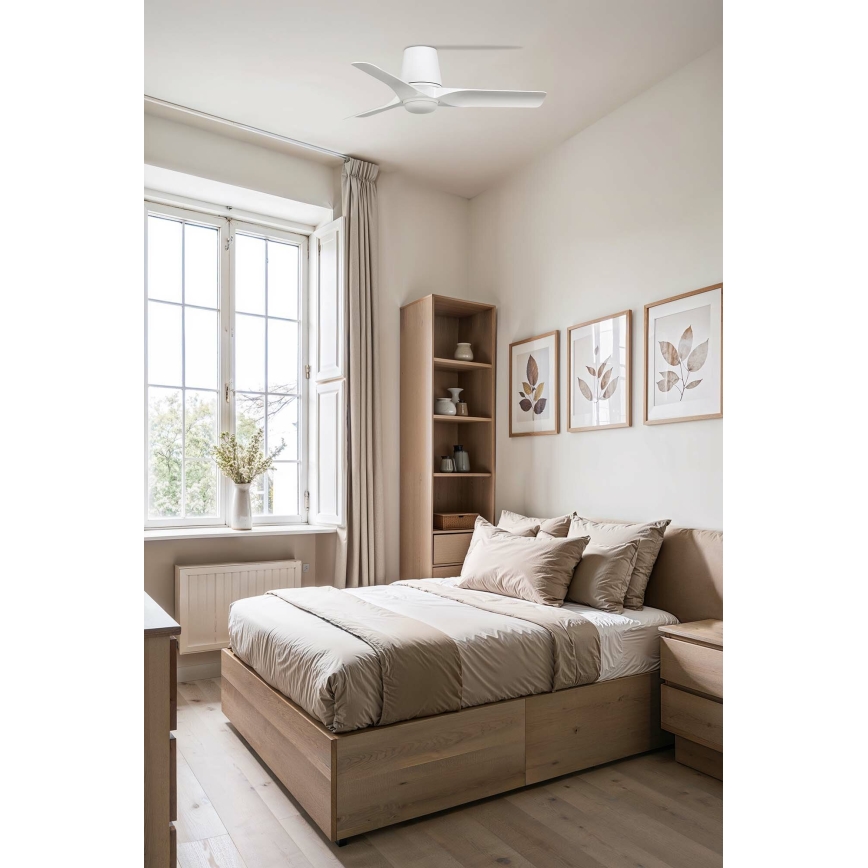 FARO HEY TUB S 33826WT-1TW - Ventilator de tavan LED reglabil 10W/230V 2700/3000/4000K, alb, Ø 90 cm, Wi-Fi Tuya + telecomandă