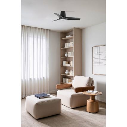 FARO 33827-1TW - Ventilator de tavan LED dimmerabil HEY TUB S cu LED/10W/230V 2700/3000/4000K negru Ø 90 cm + telecomandă
