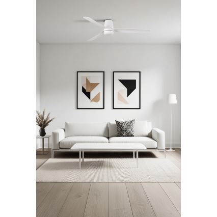 FARO 33828-1TW - Ventilator de tavan cu LED dimabil PUNT TUB M LED/18W/230V 2700/3000/4000K diametru 130 cm alb + telecomandă