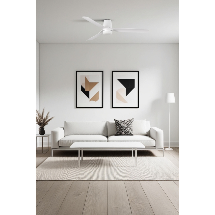 FARO 33828-1TW - Ventilator de tavan cu LED dimabil PUNT TUB M LED/18W/230V 2700/3000/4000K diametru 130 cm alb + telecomandă