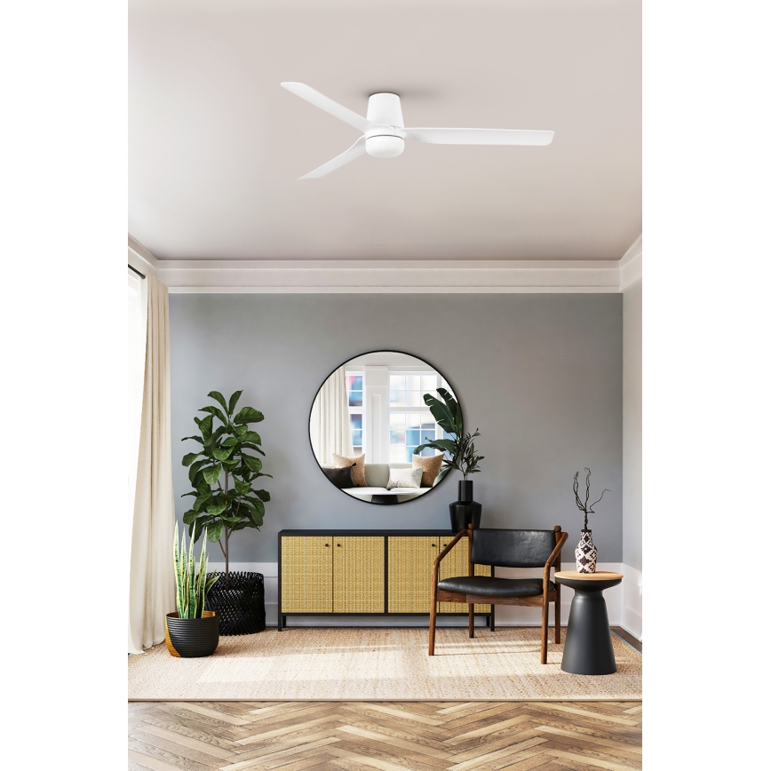 FARO 33828WT1S - Ventilator de tavan LED dimabil PUNT TUB M, LED/18W/230V, 2700/3000/4000K, Ø 132 cm, alb, Wi‑Fi Tuya + telecomandă