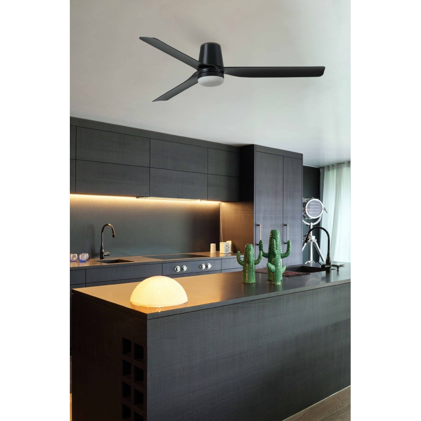 FARO 33830WT1S - Ventilator de tavan LED dimabil PUNT TUB M/18W/230V, 2700/3000/4000K, Ø 132 cm, negru, Wi‑Fi Tuya + telecomandă