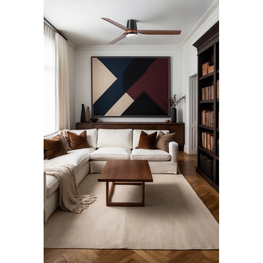 FARO 33831-1TW - Ventilator de tavan LED cu reglare a intensității PUNT TUB M, LED 18W/230V, 2700/3000/4000K, Ø 130 cm, maro/negru, cu telecomandă