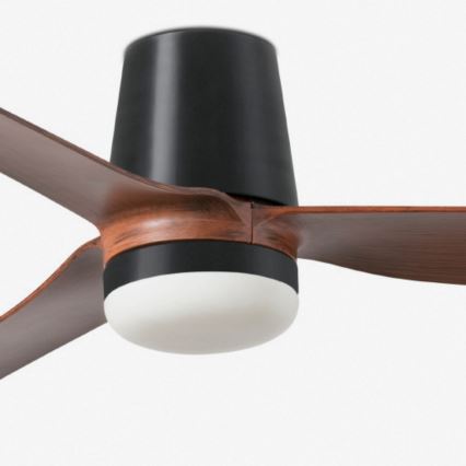 FARO 33831WT1S - Ventilator de tavan LED dimabil PUNT TUB M, LED/18W/230V, 2700/3000/4000K, diam. 132 cm, maro/negru, Wi-Fi Tuya + telecomandă