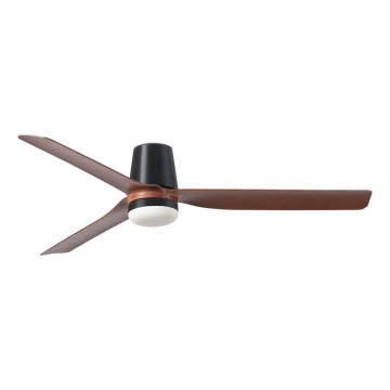 FARO 33831WT1S - Ventilator de tavan LED dimabil PUNT TUB M, LED/18W/230V, 2700/3000/4000K, diam. 132 cm, maro/negru, Wi-Fi Tuya + telecomandă