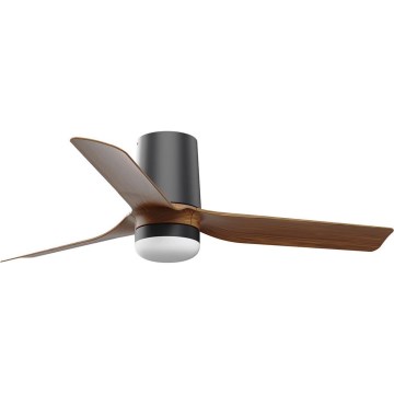 FARO 33835-1TW - Ventilator de tavan LED dimabil MINI PUNT TUB cu LED, 10W, 230V, 2700/3000/4000K, diametru 90 cm, maro/negru + telecomandă