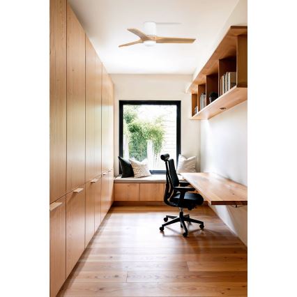 FARO 33836-1TW - Ventilator de tavan LED dimabil HEYWOOD TUB cu LED/10W/230V 2700/3000/4000K pin/alb Ø 90 cm + telecomandă