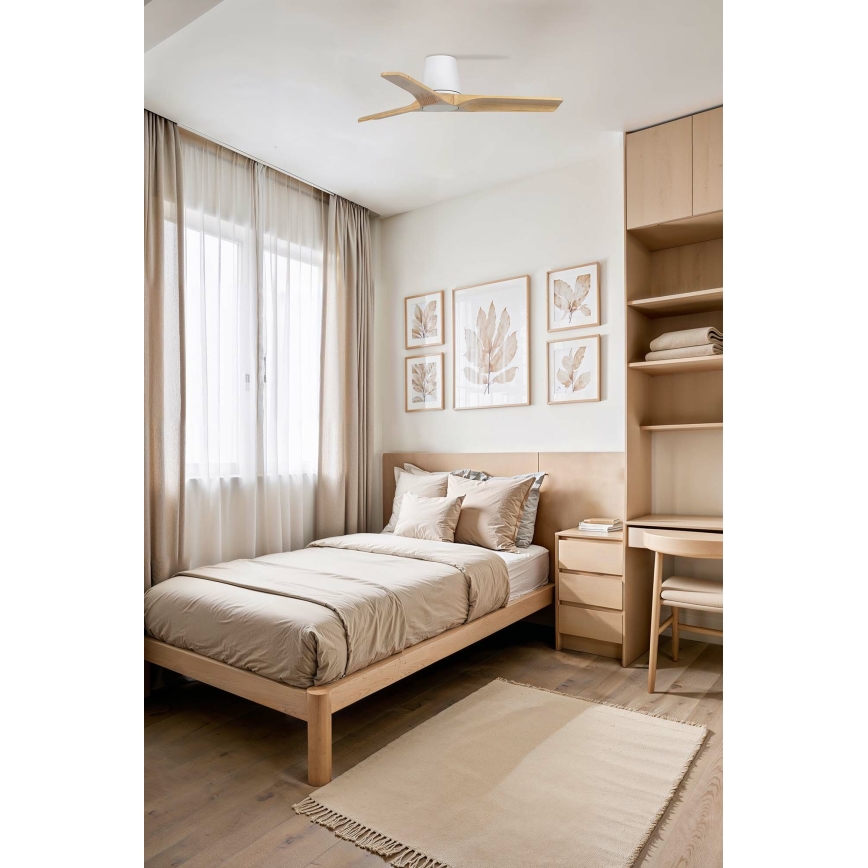 FARO 33836WT - Ventilator de tavan HEYWOOD TUB S pin/alb, diametru 90 cm, Wi-Fi Tuya + telecomandă