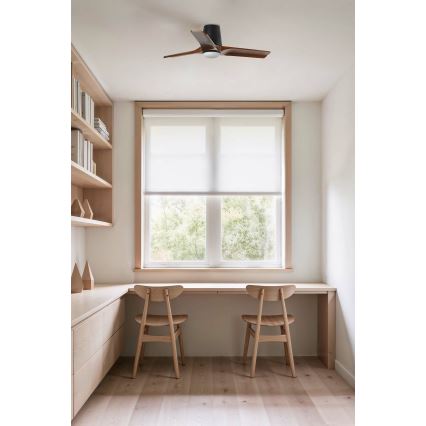 FARO 33837-1TW - Ventilator de tavan cu LED dimabil HEYWOOD TUB, 10W, 230V, 2700/3000/4000K, pin/negru, Ø 90 cm + telecomandă